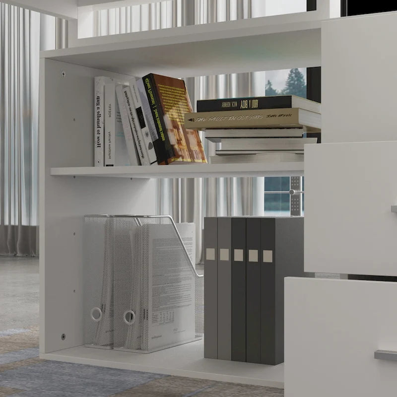 Bureau informatique d'angle en L de 55 pouces avec tiroirs