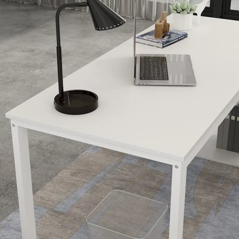 Bureau informatique d'angle en L de 55 pouces avec tiroirs