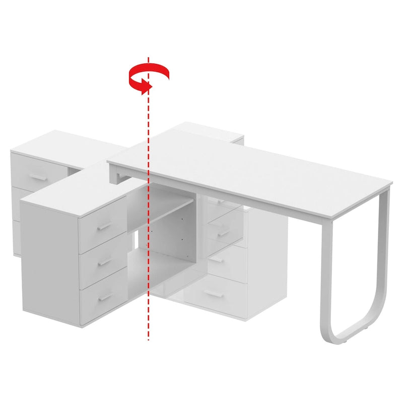 Bureau informatique d'angle en L de 55 pouces avec tiroirs