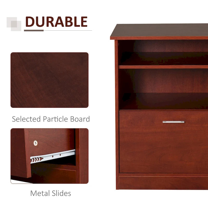 Bureau d'angle en L avec armoire pour imprimante et rangements