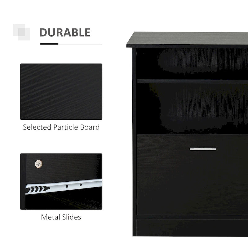 Bureau d'angle en L avec armoire pour imprimante et rangements