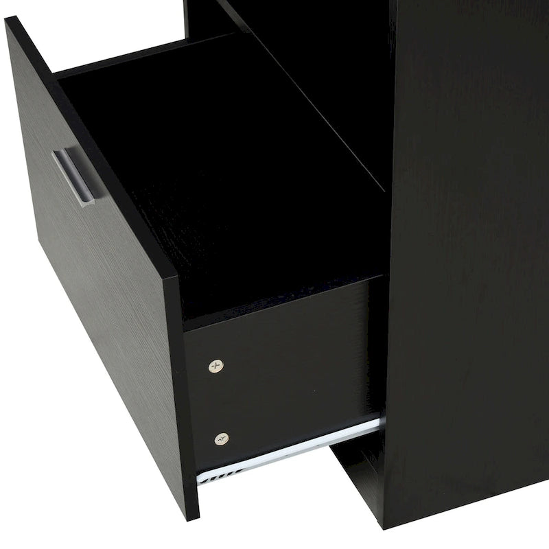 Bureau d'angle en L avec armoire pour imprimante et rangements