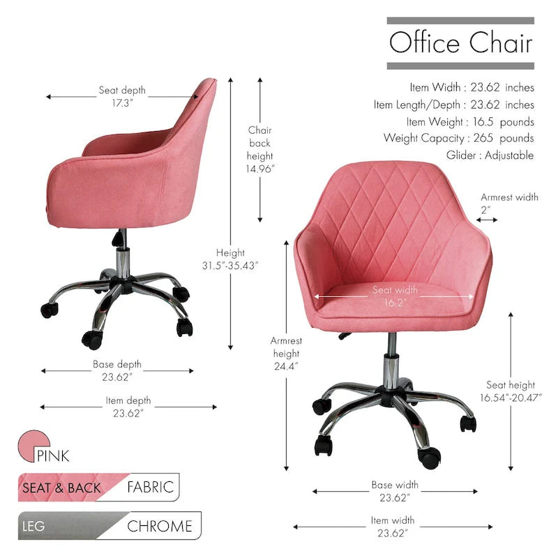 Chaise de bureau à domicile, en tissu et avec roulettes
