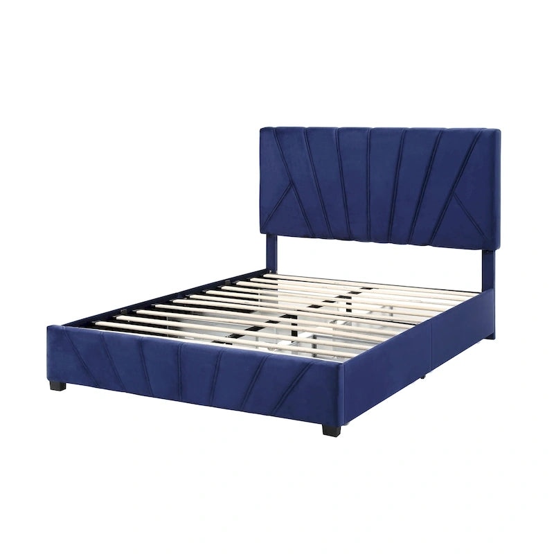Lit de rangement Art déco 4 tiroirs avec revêtement en tissu