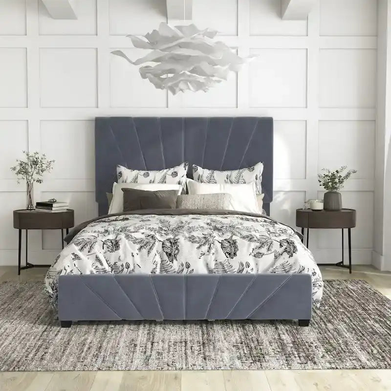 Lit de rangement Art déco 4 tiroirs avec revêtement en tissu