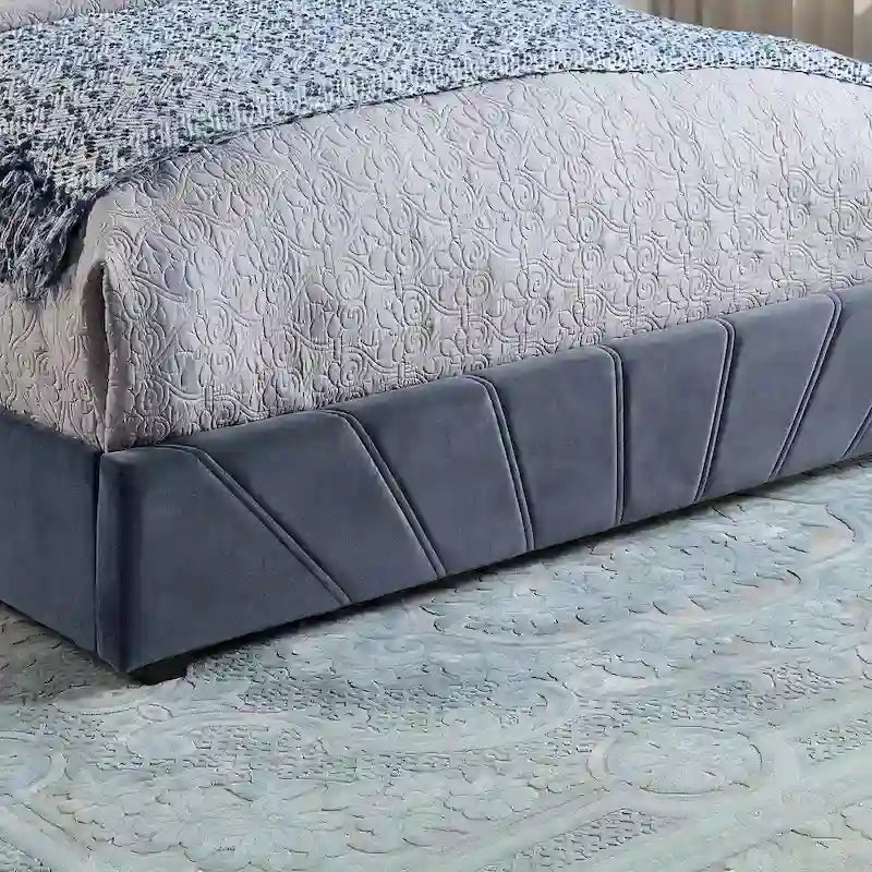 Lit de rangement Art déco 4 tiroirs avec revêtement en tissu