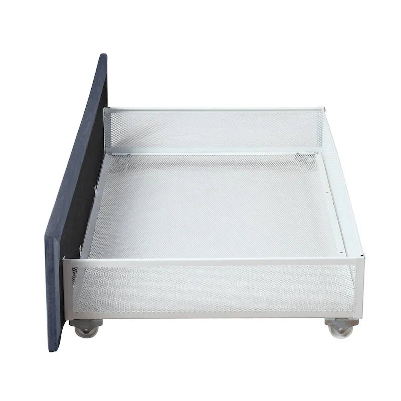 Lit de rangement Art déco 4 tiroirs avec revêtement en tissu