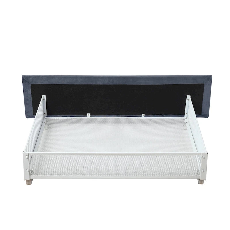 Lit de rangement Art déco 4 tiroirs avec revêtement en tissu