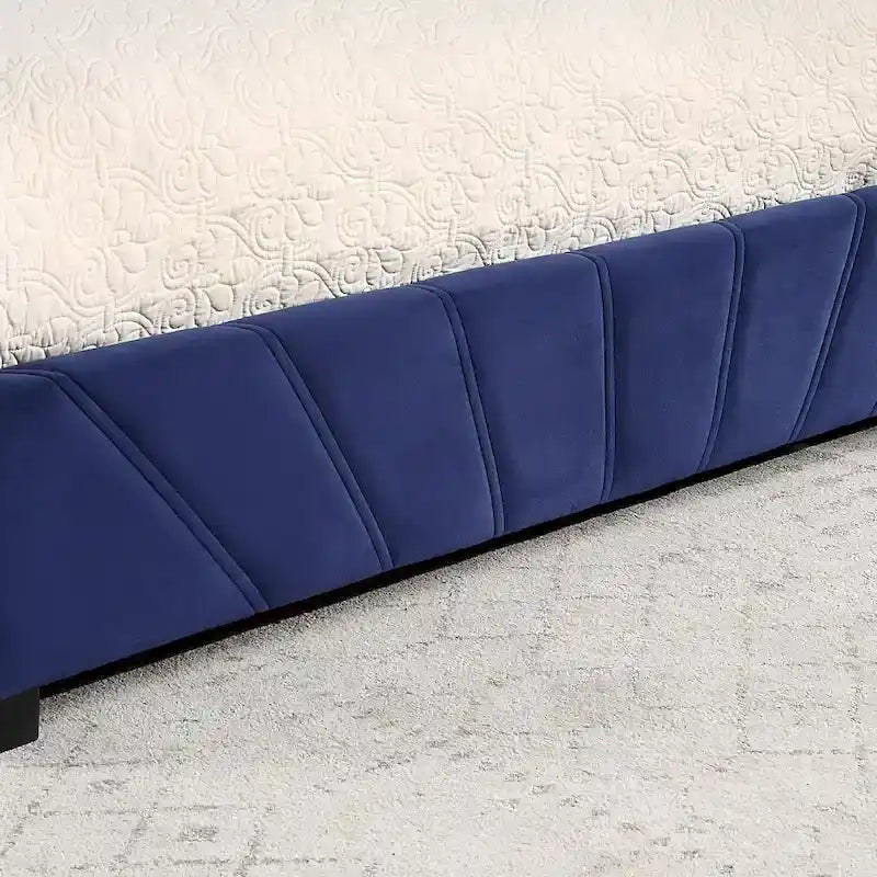 Lit de rangement Art déco 4 tiroirs avec revêtement en tissu