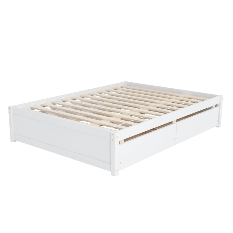 Lit double avec lit gigogne simple et deux tiroirs