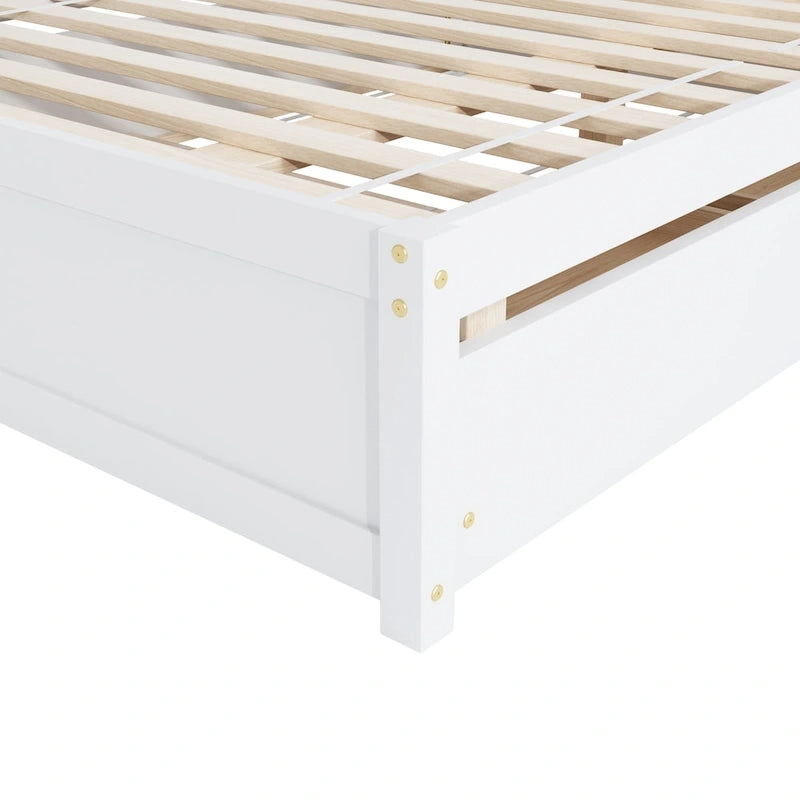 Lit double avec lit gigogne simple et deux tiroirs