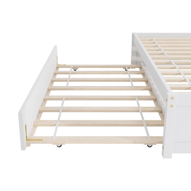 Lit double avec lit gigogne simple et deux tiroirs