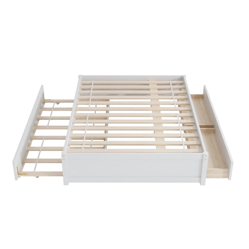 Lit double avec lit gigogne simple et deux tiroirs