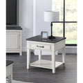 Table d'appoint 1 tiroir, 24 po, blanc et gris