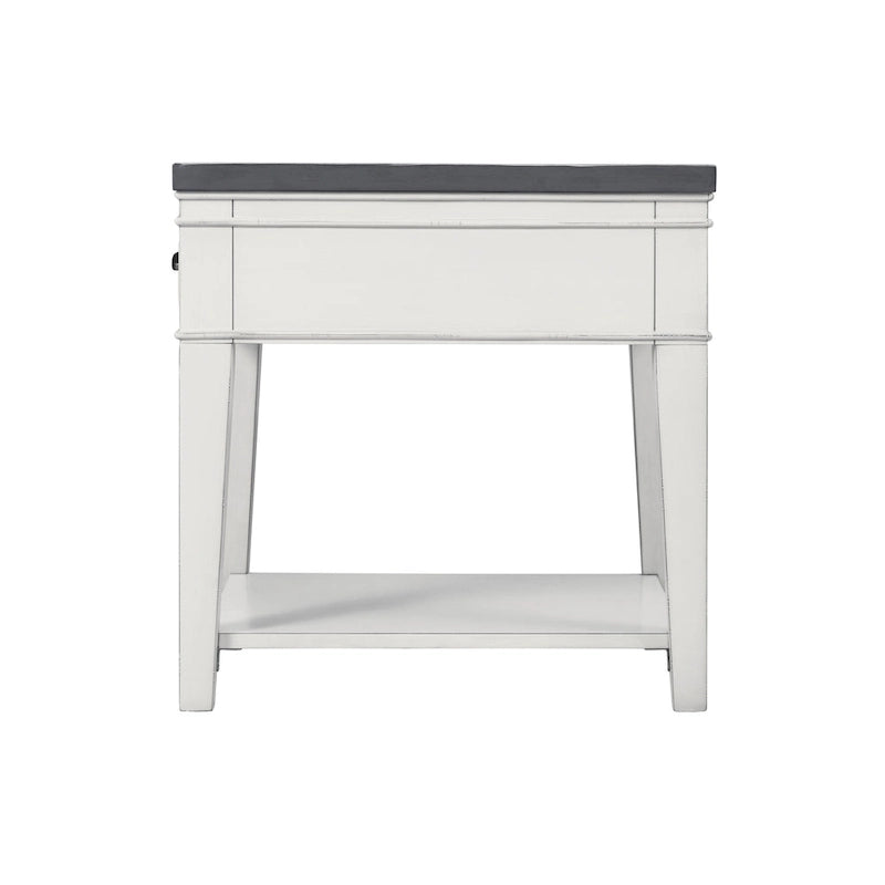 Table d'appoint 1 tiroir, 24 po, blanc et gris