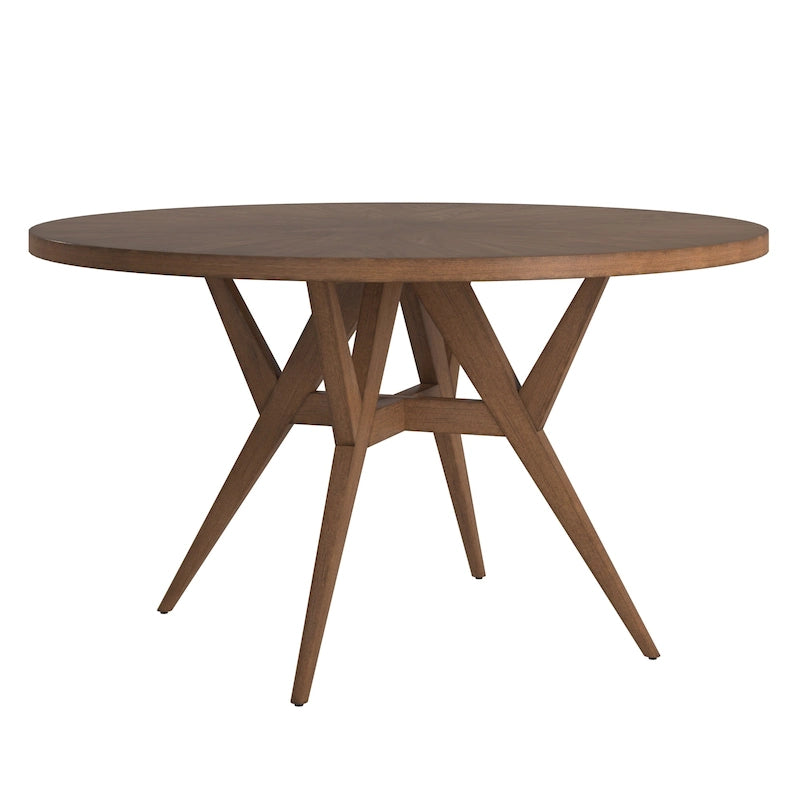 Table à manger ronde à piètement noyer, style Mid-Century Modern