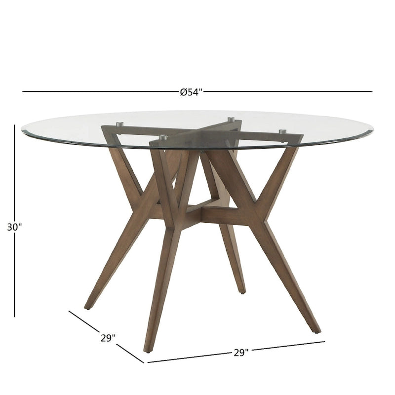 Table à manger ronde à piètement noyer, style Mid-Century Modern