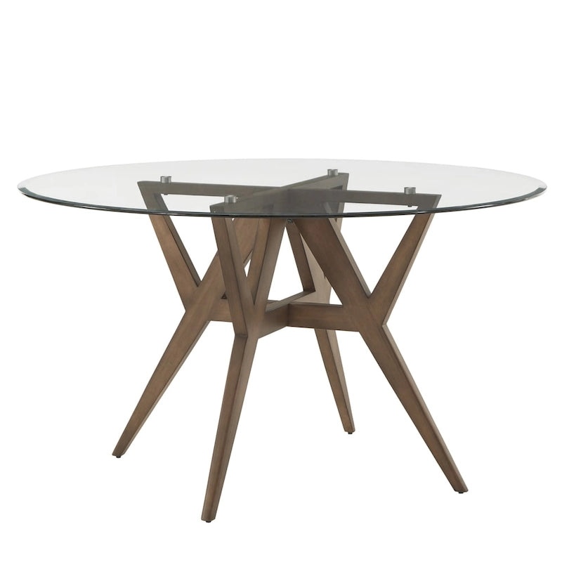 Table à manger ronde à piètement noyer, style Mid-Century Modern
