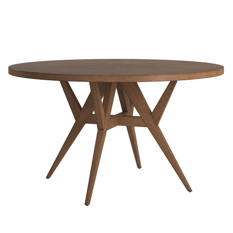 Table à manger ronde à piètement noyer, style Mid-Century Modern