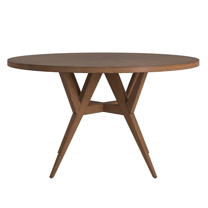 Table à manger ronde à piètement noyer, style Mid-Century Modern