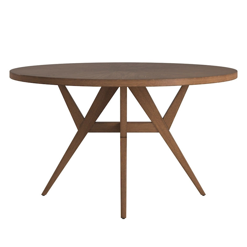 Table à manger ronde à piètement noyer, style Mid-Century Modern