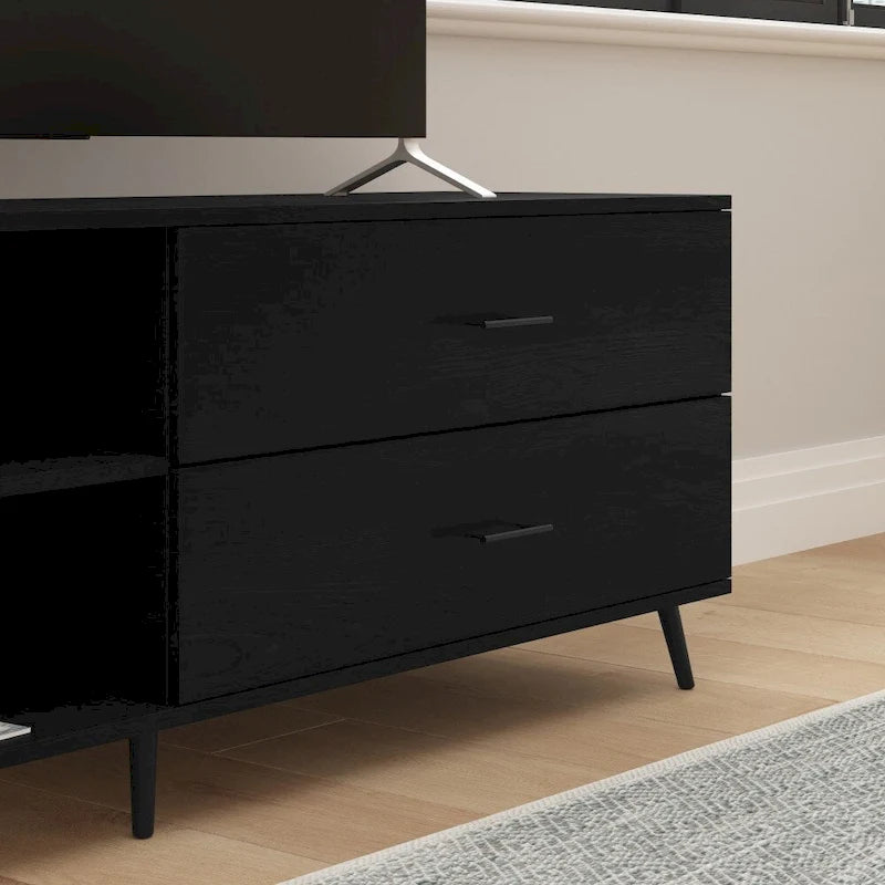 Meuble TV avec étagère réglable et tiroirs de rangement