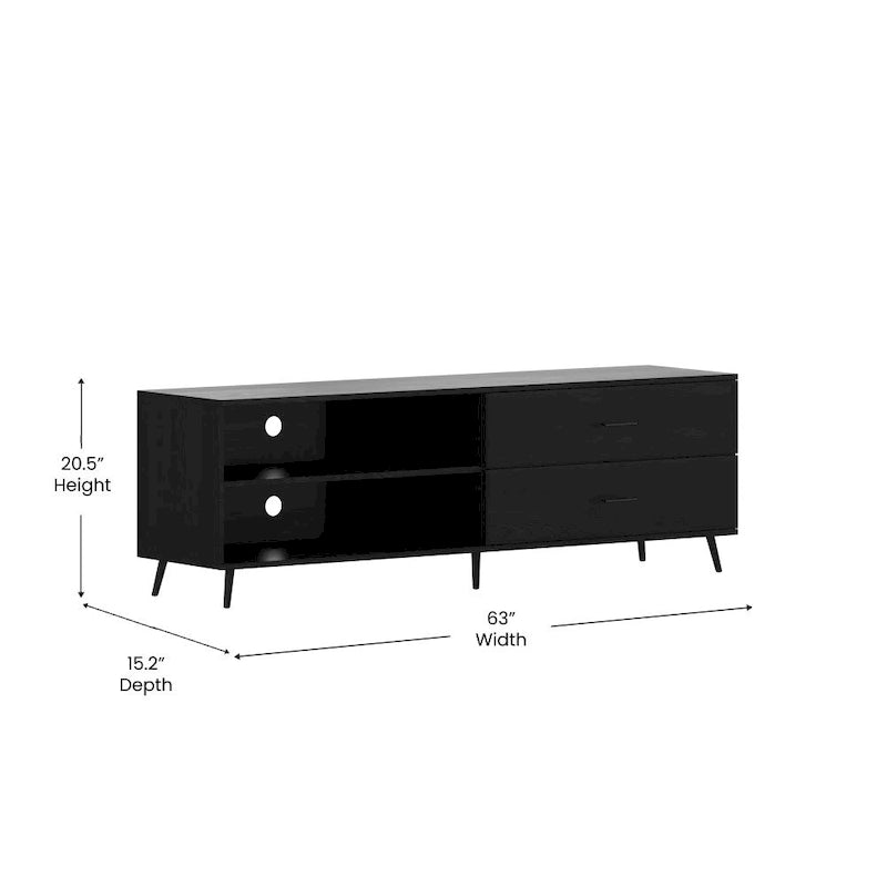 Meuble TV avec étagère réglable et tiroirs de rangement