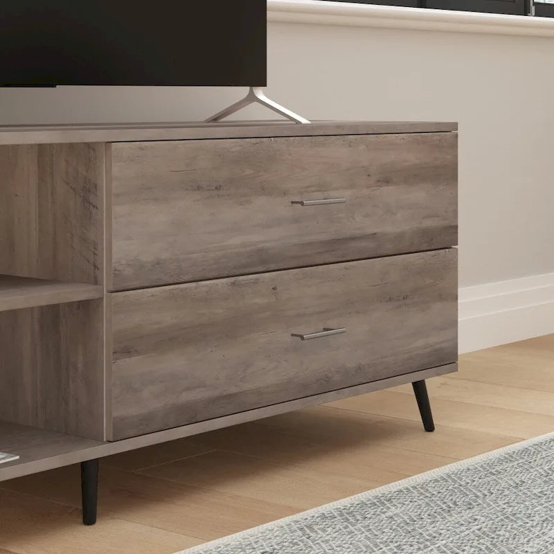 Meuble TV avec étagère réglable et tiroirs de rangement