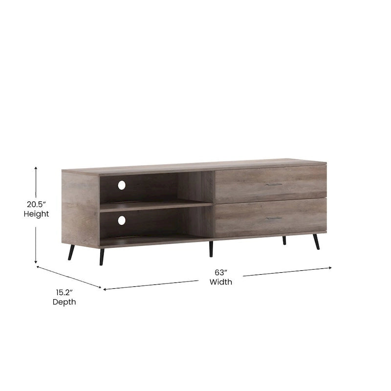 Meuble TV avec étagère réglable et tiroirs de rangement