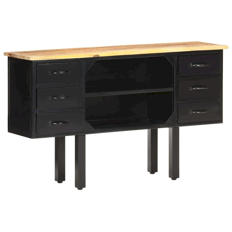 Bahut 110x30x65 cm Bois de manguier massif brut et acier