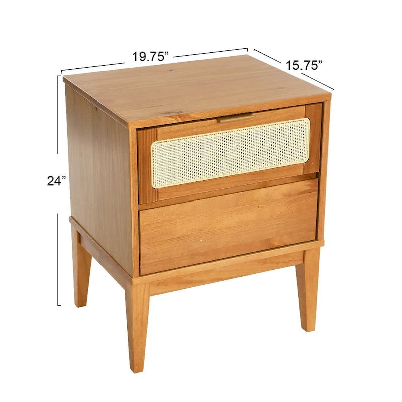 Table de chevet 2 tiroirs en bois massif