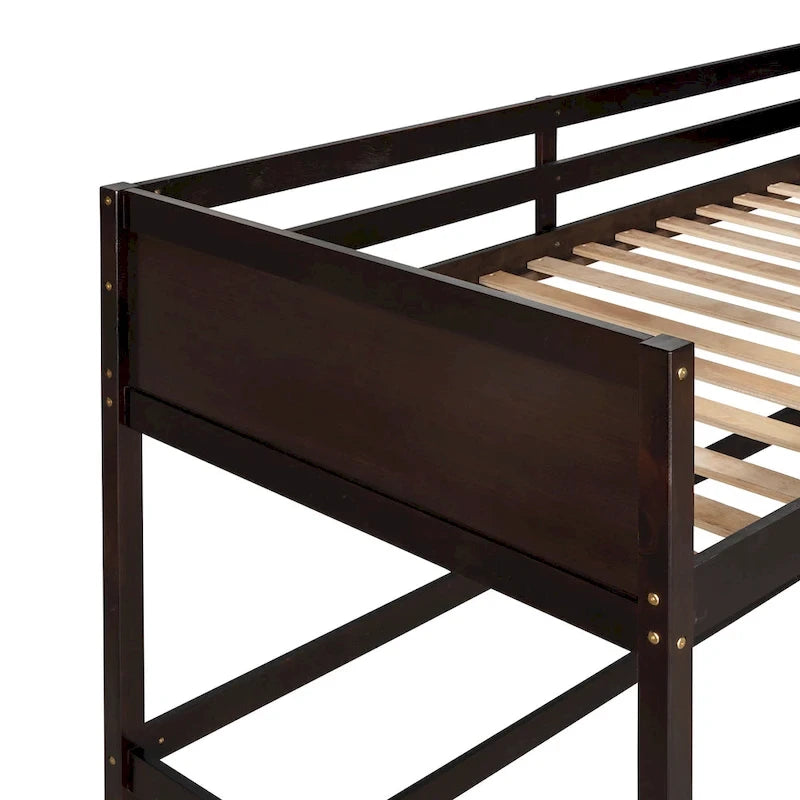 Lit mezzanine double en bois massif avec échelle