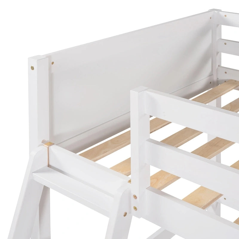Lit mezzanine double en bois massif avec échelle