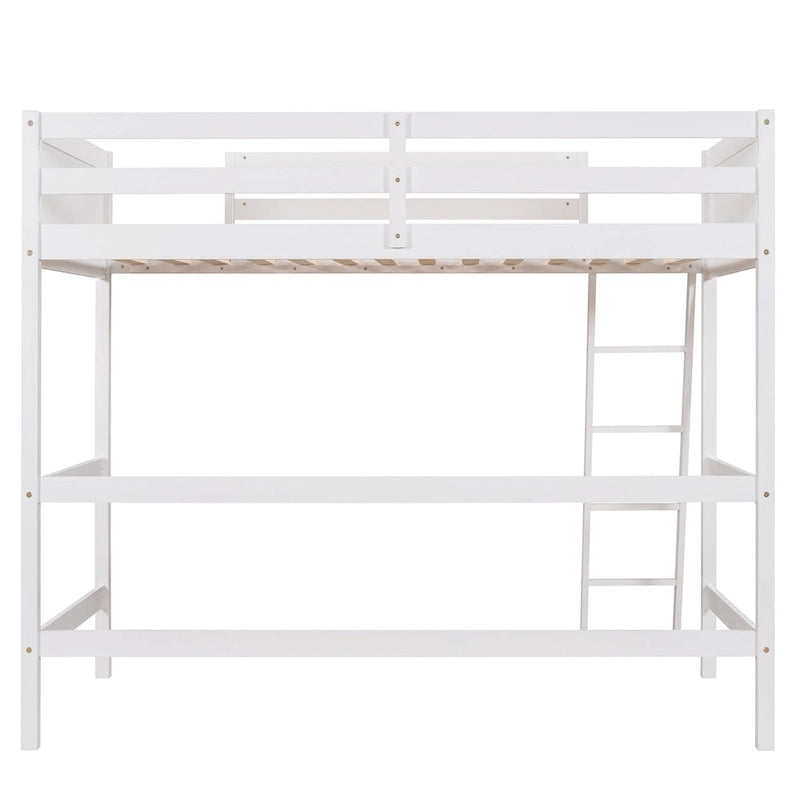 Lit mezzanine double en bois massif avec échelle