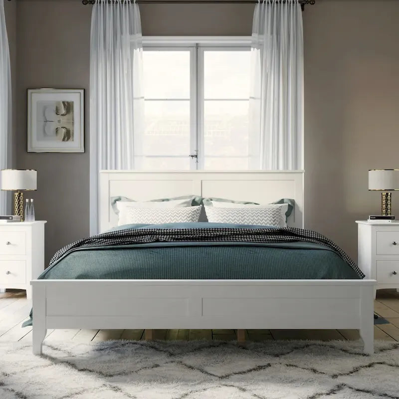 Lit plateforme queen en bois massif moderne