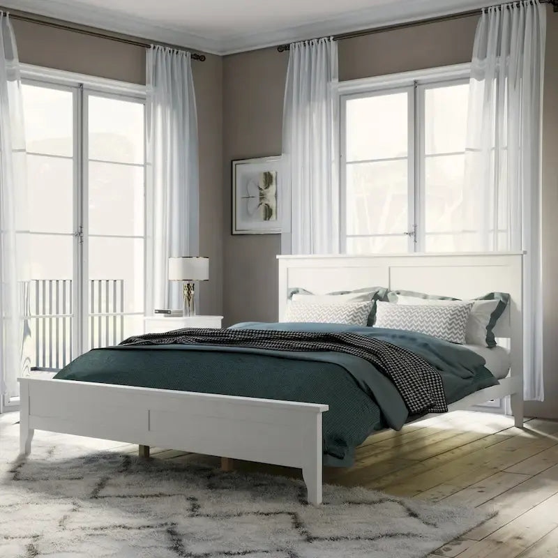 Lit plateforme queen en bois massif moderne