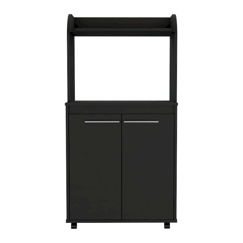 Meuble desserte de cuisine moderne pour micro-ondes avec 1 étagère et 2 portes