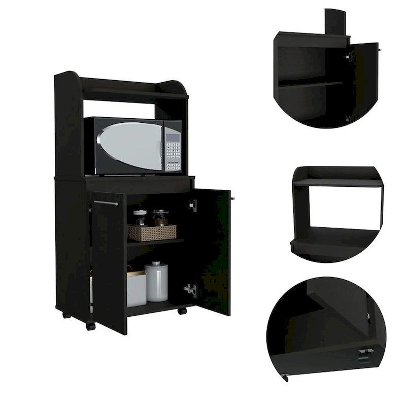 Meuble desserte de cuisine moderne pour micro-ondes avec 1 étagère et 2 portes