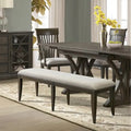 Roundhill Furniture Grant Upholstered Dining Bench, Beige