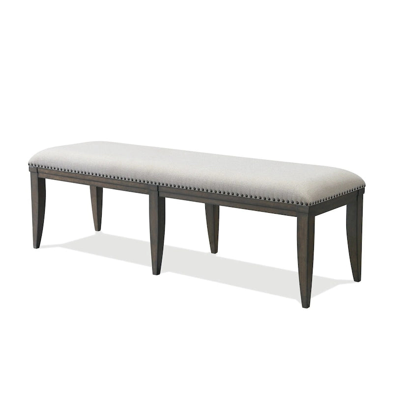 Banc de salle à manger capitonné avec garniture cloutée, Beige