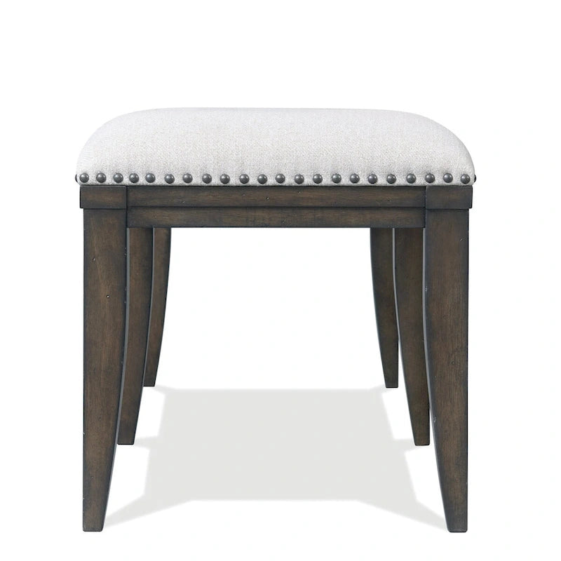Banc de salle à manger capitonné avec garniture cloutée, Beige