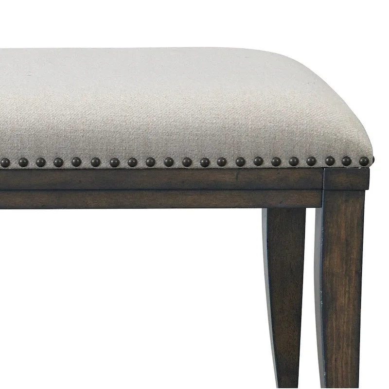 Banc de salle à manger capitonné avec garniture cloutée, Beige