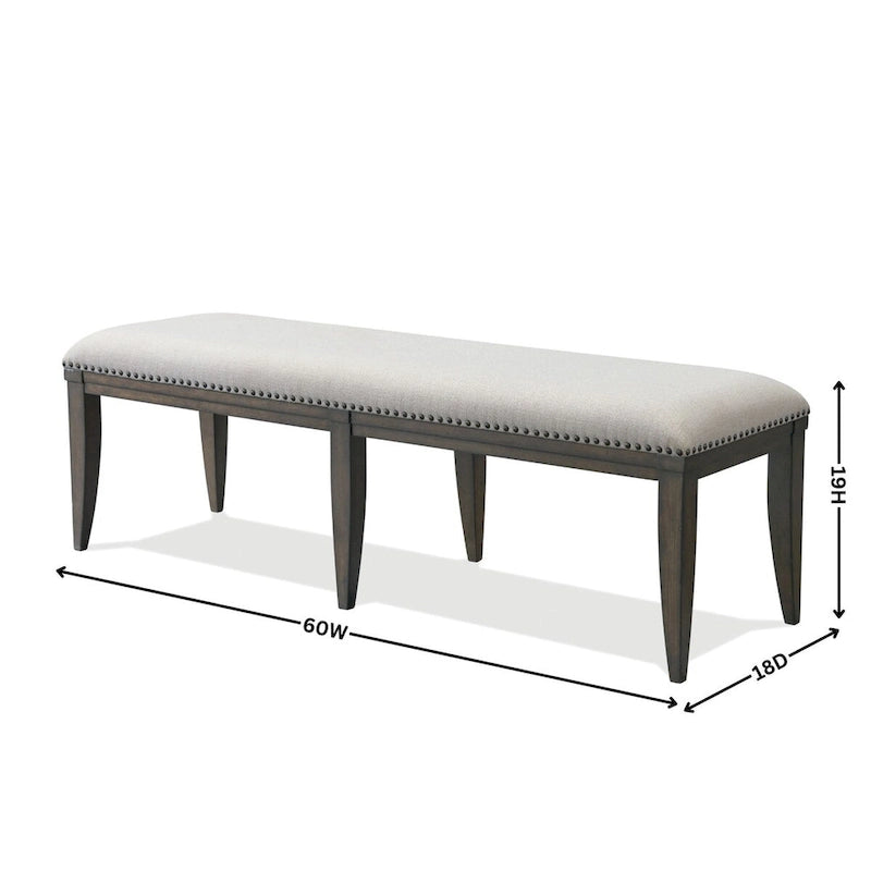 Banc de salle à manger capitonné avec garniture cloutée, Beige