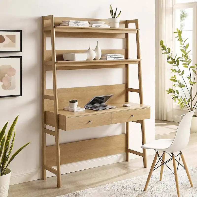Bureau avec bibliothèque et tiroirs de rangement