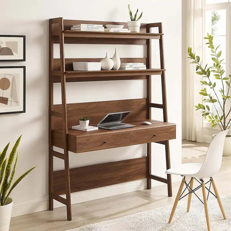 Bureau avec bibliothèque et tiroirs de rangement