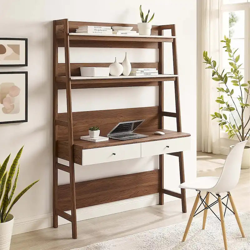 Bureau avec bibliothèque et tiroirs de rangement
