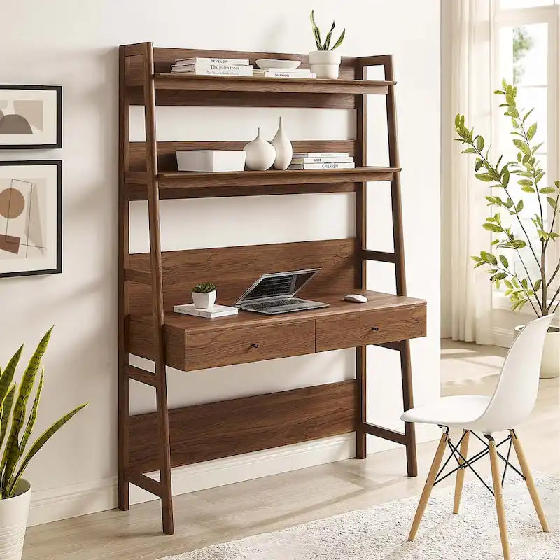 Bureau avec bibliothèque et tiroirs de rangement