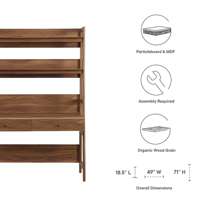 Bureau avec bibliothèque et tiroirs de rangement