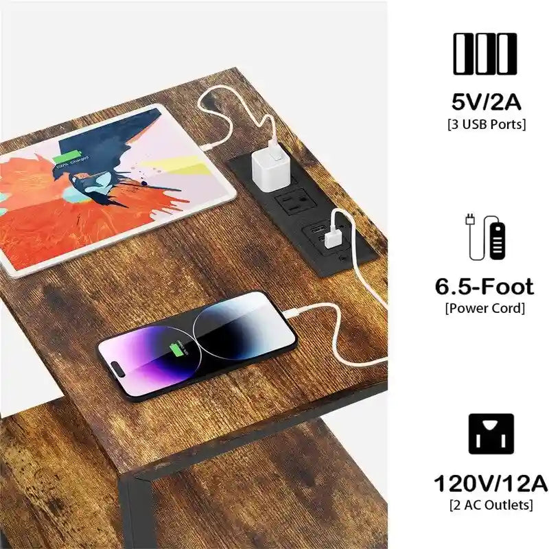 Table d'appoint avec station de recharge - 11,8P x 15,7L x 23,6H