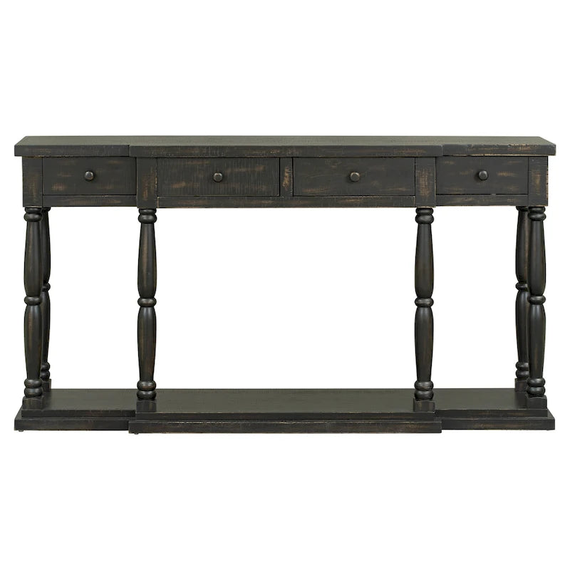 Console de style rétro avec 4 tiroirs de rangement frontaux et 1 étagère